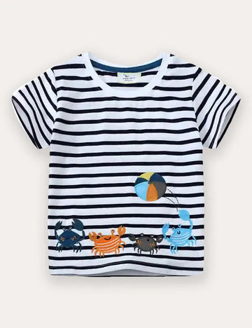 Crab Print Short-sleeved T-shirt